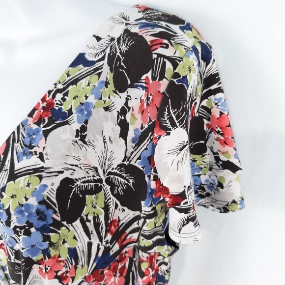 Lauren‎ Ralph Lauren Floral Flutter Sleeve Surplice Dress Size 10 V Neck Ruched - Picture 6 of 16